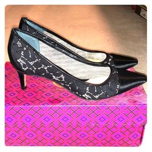 Tory Burch Glenna Cap Toe Lace/Satin Lux Pumps